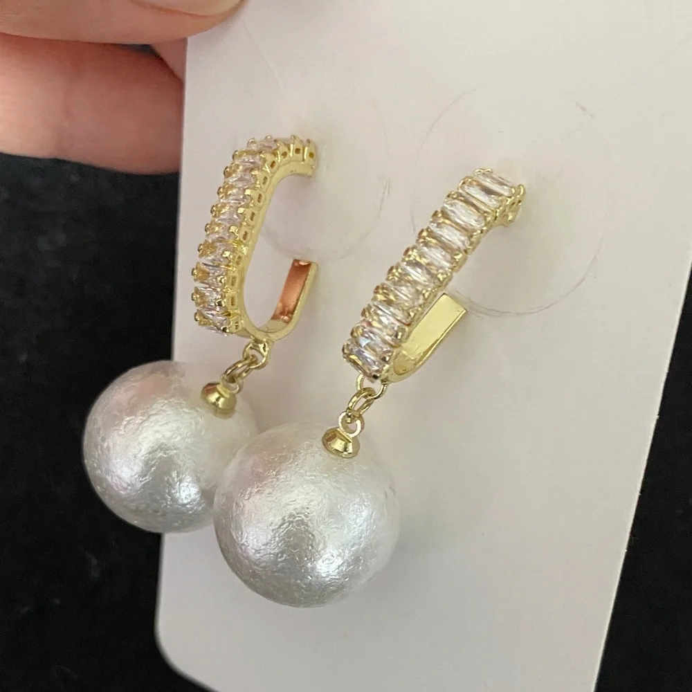 Glass & Faux Pearl Drop Earrings